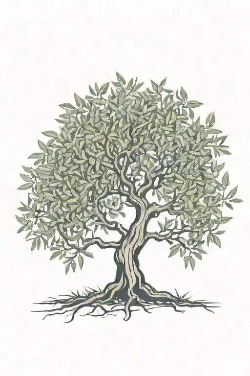 line  olive tree with roots  tattoo design idea