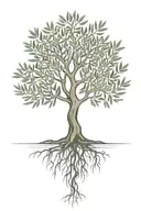 simple  olive tree with roots tattoo design idea