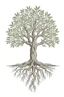 simple  olive tree with roots tattoo design idea