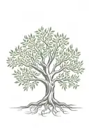 asymmetrical olive tree with roots growing tattoo design idea