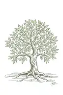 asymmetrical olive tree with roots tattoo design idea
