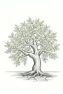 asymmetrical olive tree with roots tattoo design idea