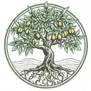 olive tree with roots tattoo design idea