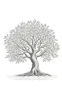 fine line olive tree with roots asymmetrical   tattoo design idea