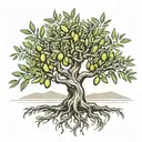 olive tree with roots tattoo design idea