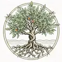 olive tree with roots tattoo design idea