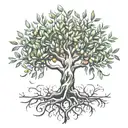 olive tree with roots tattoo design idea