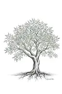 fine line olive tree with roots asymmetrical   tattoo design idea
