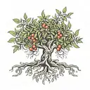 olive tree with roots tattoo design idea