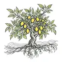 olive tree with roots tattoo design idea