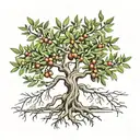 olive tree with roots tattoo design idea