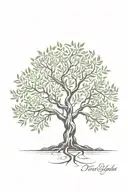 asymmetrical olive tree with deep roots tattoo design idea