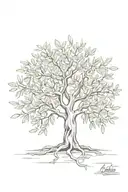 asymmetrical olive tree with roots tattoo design idea