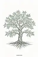 olive tree with roots tattoo design idea