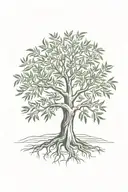olive tree with roots tattoo design idea