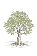simple olive tree with roots tattoo design idea
