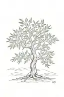 simple olive tree with roots tattoo design idea
