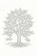 simple olive tree with roots tattoo design idea