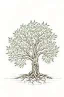 asymmetrical olive tree with roots tattoo design idea
