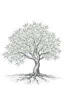fine line olive tree with roots asymmetrical   tattoo design idea