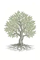 simple olive tree with roots tattoo design idea