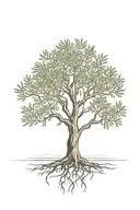 simple olive tree with roots tattoo design idea