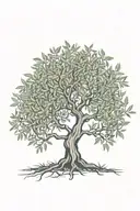 line  olive tree with roots  tattoo design idea