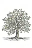 line  olive tree with roots  tattoo design idea