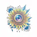 sunflower and strawberry tattoo design idea