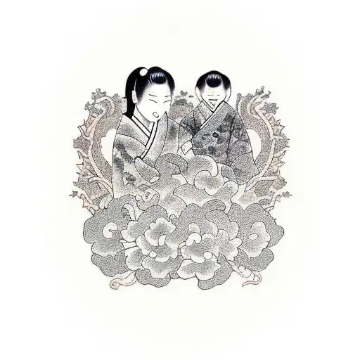 Mother and son tattoo design idea