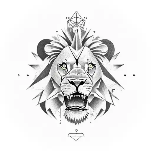 Bermuda Triangle, lion, clock tattoo design idea