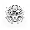 Medusa surrounded by lines of code tattoo design idea