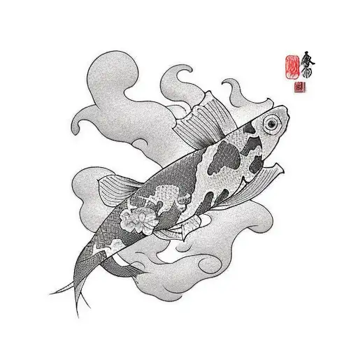 pez koi, fondo número 27 tattoo design idea