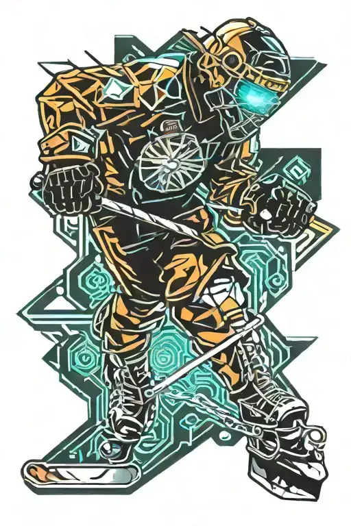 hockey player skating tattoo design idea