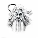 Gandalf wlaking side by side with Aslan the lion tattoo design idea