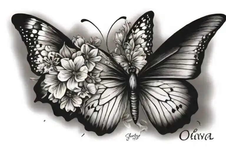 Butterfly Olivia name tattoo design idea