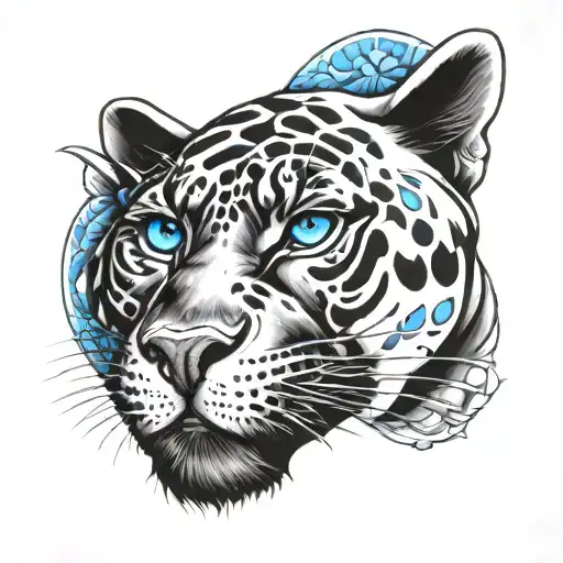 tattoo of a panther with blue eyes tattoo design idea