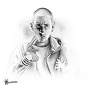 eminem showing middelfingers cartoon  tattoo design idea