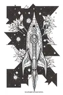 Rocket, cornflower, space tattoo design idea