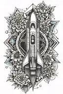 Rocket, cornflower tattoo design idea