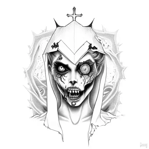 Ghuleh Zombie Queen girl tattoo design idea