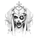 Ghuleh Zombie Queen girl tattoo design idea