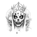Ghuleh Zombie Queen girl tattoo design idea