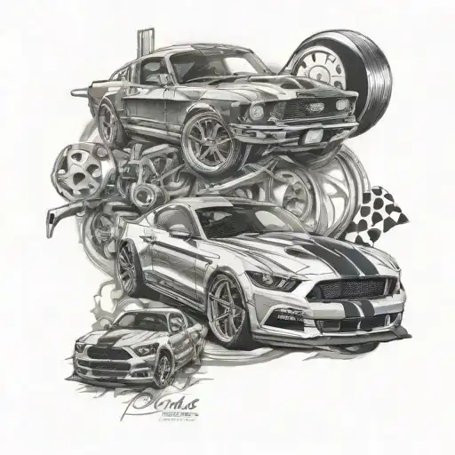 ford mustang gt500 racing  tattoo design idea