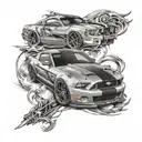 ford mustang gt500 racing  tattoo design idea