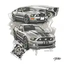 ford mustang gt500 racing  tattoo design idea