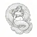 chubby mermaid sitting in a scallop shell tattoo tattoo design idea