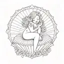 chubby mermaid sitting in a scallop shell tattoo tattoo design idea
