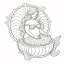chubby mermaid sitting in a scallop shell tattoo tattoo design idea