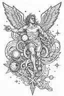 icarus falling throug space tattoo design idea